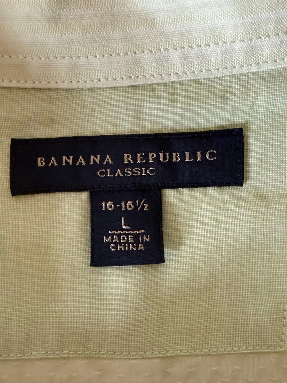 Banana Republic Pale Mint Lime Green Long-Sleeve Dress Shirt size Large